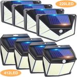 Solar Power PIR Motion Sensor Wall Light 412 LED Garden Outdoor Security Lamp UK