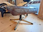 Stool Leather Vintage 70s Footstool Retro Ottoman Danish Pouffe Westnofa Era B45