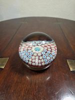 Vintage Murano Italian Art Glass Millefiori Design Paperweight Aventurine Base