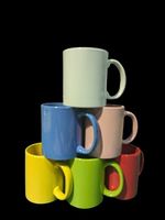Set of 6 Coloured Mugs Ceramic multi Coloured Coffee Mugs 310ml Standard Mug