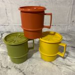 Vintage Tupperware Stacking Cups Mugs Retro with Lids Coasters 1970s Set of 3