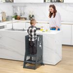 Baby Standing Tower Toddler Kitchen Stool Helper Bathroomd Ajustable Grey