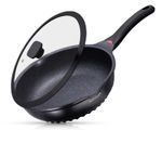 Non Stick Frying Pan with Lid 28cm Ceramic Induction Cast Aluminium Deep Pan 4.5