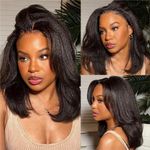 Glueless Wig Human Hair 4x4 Lace Yaki Straight Wig for Women 3-Second Installati