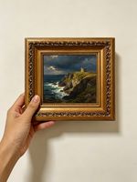 Coastal Cliff Castle Art Wall Decor Custom Original Oil Painting From Photo