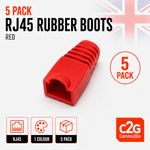 5 x Red RJ45 Snagless Rubber Cable Boots - Strain Relief Hoods for Ethernet
