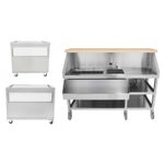 Mobile Cocktail Bar Station & Ice Cart 86L 109L Well Stainless Steel