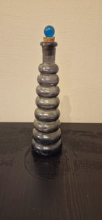Vintage Clear Glass Bubble Vase/Bottle.Corked.H-19.5cm.
