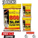 3X ROLLING KING SLIM 6mm Cigarette Filter Tips Resealable Bag 600 Filter Per Bag