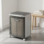 Large Capacity Folding Laundry Basket with Lid and Wheels Divided Ventilated