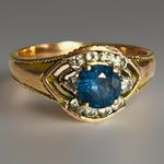 15ct Gold Sapphire & Diamond Ring 4.46g Antique Victorian 625 Heavy Size P