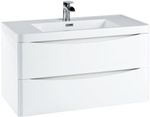 900mm White Modern Bathroom Wall Hung Vanity Unit Basin Cabinet Sink 2 Drawer