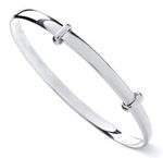 Sterling Silver Expanding Baby Bangle - New Born - PLAIN -  NEW - Gift Boxed