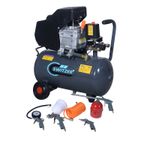 SwitZer Air Compressor 24L Litre 2HP 8 BAR 230V With Wheel 5PCS Kits AC009 Grey