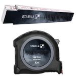 Stabila Dark Shadow BM 290 Tape Measure 5m & Wooden Folding Rule – 2m
