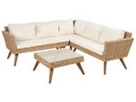Garden Corner Sofa with Table 6 Seater VITTORIA Off-White PE Rattan