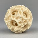 NICE VINTAGE CHINESE COMPOSITE DRAGON DEVILS WORK PUZZLE BALL 2.5 INCH 6 LAYER