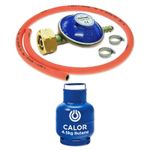 GAS BOTTLE PRESSURE REGULATOR CW 1m ORANGE HOSE SCREW IN CALOR 4.5kg BUTANE
