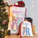 Rabbit 1st Christmas Sack Baby First Xmas Present Stocking Personalised Gift Bag