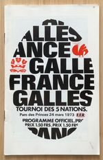 1973 FRANCE v WALES programme - ONLY EVER 5 WAY TIE FOR CHAMPIONSHIP