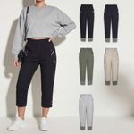 Womens Cropped Capri Trousers Elasticated Waist Pull On Zip Pocket Casual 10-20