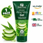 Organic Aloe Vera Gel, Natural, Vegan, Cooling, Soothing, 200 ml (Pack of 1)