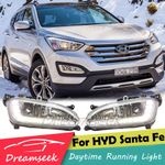 Pair LED DRL Daytime Running Light For Hyundai IX45 Santa Fe 2013 2014 Fog Lamp