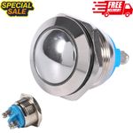 19mm 12V Car Metal Push Button Horn Momentary Switch Waterproof Off-On Silver