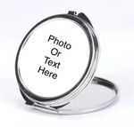 Personalised Round Compact Mirror Add Photo Text Logo  Handbag Pocket Gift