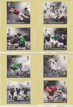 GB USED FDI PHQ CARD POSTCARDS NO 493 2021 RUGBY UNION FULL SET 8 CARDS