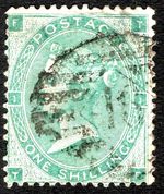 QV USED 1/ GREEN SMALL CORNER LETTERS.