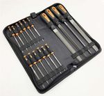 Metal File Set 17 Piece Hand & Needle Kit Wood Plastic Files in Case Complete UK
