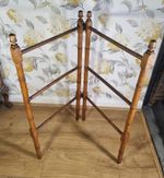 Small Antique French Faux Bamboo Wooden Folding Towel Rail Clothes Horse Airer