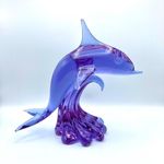 Mid Century Licio Zanetti Murano Alexandrite Neodymium UV Glass Dolphin 4kg