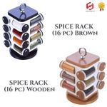 KITCHEN HOME 16 PCS  SPICE JAR REVOLVING RACK SET COOKING CHEF FOOD Countertop