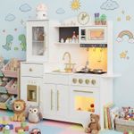 Play Kitchen for Kids Toddler Wooden Chef Pretend Set with Lights and Sounds