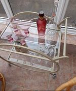 George Home Metal Trim Drinks Trolley - Gold -cream