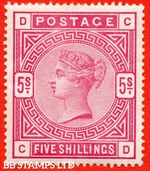 SG. 180. K12 (1). " CD ". 5/- Rose. An average mint example. B87763