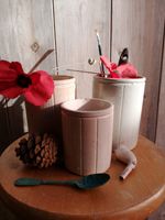 3 Vintage Stone Jars Crock Pots Antique Jam Jars  Interior Decor Vases.