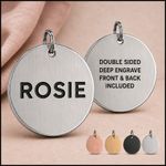 Personalised Pet ID Tag Deep Engrave Stainless Steel Collar Dog Cat Double Sided