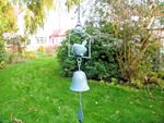 Cast Iron Decorative Hanging Bell With Bird Garden Gift in Antique Blue Finish