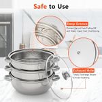 3Tier Steam Cooker Steamer Pan Cook Food Veg Pot Stainless Steel Large Silver