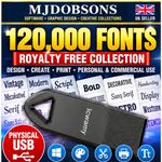 120,000 Fonts USB Royalty Free Fonts Collection Windows PC Graphic Design