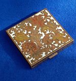 Volupté USA Vintage Mirror Powder Pocket Compact Enamel Stylised Foliate Mirror
