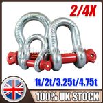 2/4x Lifting Shackle Galvanised Screw Pin Tested Bow Shackles (Various Tonnage)