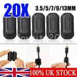 20*Ring Core Ferrite Bead Choke Clamp Coil RFI Cable Clip Snap On 3.5/5/7/9/13mm
