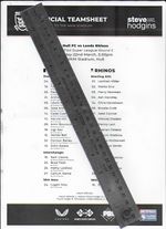 Team Sheet: HULL FC v LEEDS RHINOS: 22nd March 2026