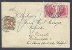 Austria Stamps on 1906 Swiss Switzerland Postage Due cover to Zurich