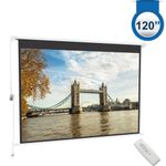 72/84/100/120'' Electric Motorised Projector Screen Home Cinema Remote HD TV UK
