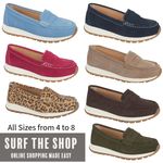 Jo & Joe Ladies Genuine Suede Loafers Slip-on Shoes with a Cushioned Chunky Sole